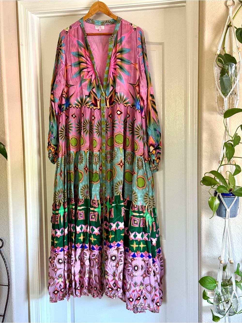 Anthropologie Seventh Heaven By Saddartha Bansal Mixed Print Maxi Dress 3X - Picture 2 of 14